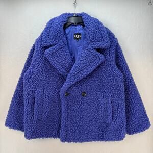 UGG WOMEN'S XLARGE GERTRUDE SHORT TEDDY COAT FLEECE JACKET PURPLE NWOT